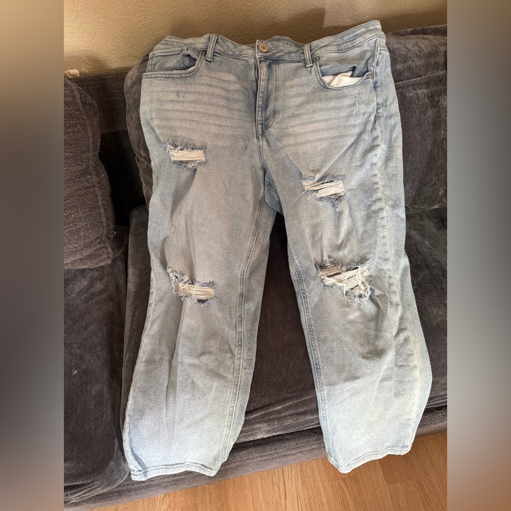 Maurices Blue Boyfriend Jeans Distressed Relaxed Fit